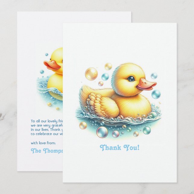 Tarjeta De Agradecimiento Cumpleaños de Un Pato Afortunado (Anverso / Reverso)
