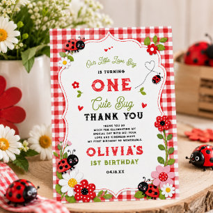 Tarjeta De Agradecimiento Cumpleaños de una mariquita floral Un Bicho Lindo