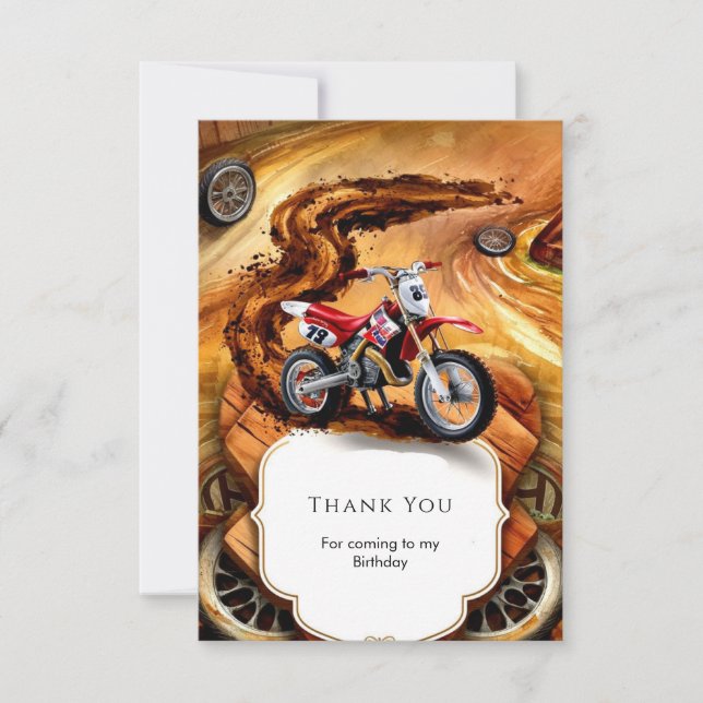 Tarjeta De Agradecimiento Cumpleaños de una motocicleta sencilla y caprichos (Anverso)