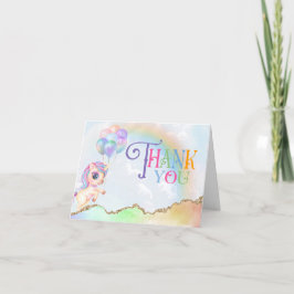 Tarjeta De Agradecimiento Cumpleaños de Unicornio de Arcoíris Mágico