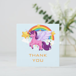 Tarjeta De Agradecimiento Cumpleaños de Unicornio y Arcoíris