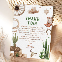 Tarjeta De Agradecimiento Cumpleaños de vaquero de rodeo occidental