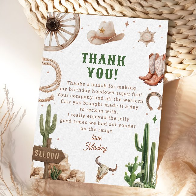 Tarjeta De Agradecimiento Cumpleaños de vaquero de rodeo occidental (Subido por el creador)