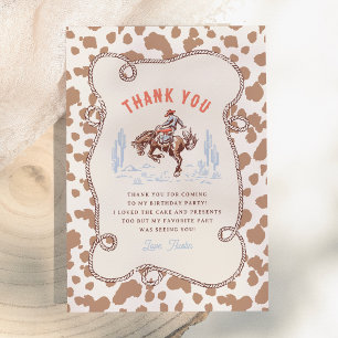 Tarjeta De Agradecimiento Cumpleaños de vaquero en su primer rodeo vintage