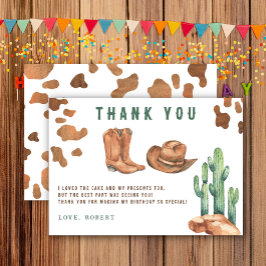 Tarjeta De Agradecimiento Cumpleaños de Vaquero Pequeño Gracias