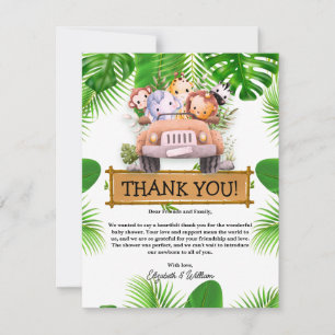 Tarjeta De Agradecimiento Cumpleaños de Wild One Safari JUNGLE Animales