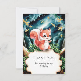 Tarjeta De Agradecimiento Cumpleaños de Woodland Cute Squirrel