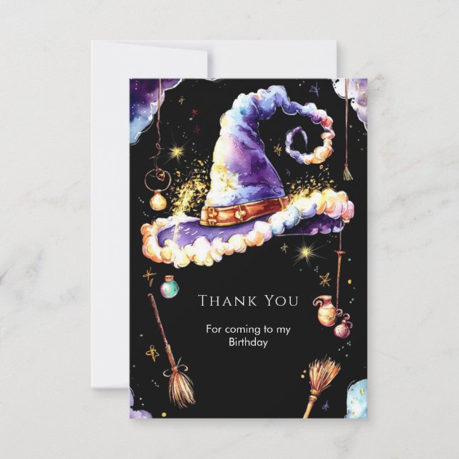 Tarjeta De Agradecimiento Cumpleaños del Asistente para boho simple mágico (Anverso)
