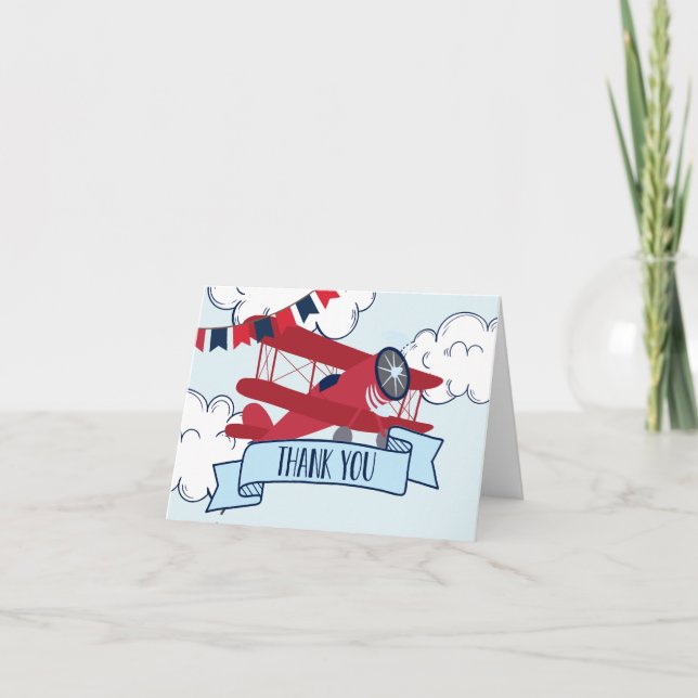 Tarjeta De Agradecimiento Cumpleaños del avión Time Flies (Anverso)