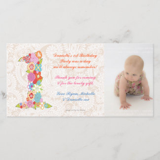 Tarjeta De Agradecimiento Cumpleaños del bebé de los bebés el 1r le agradece