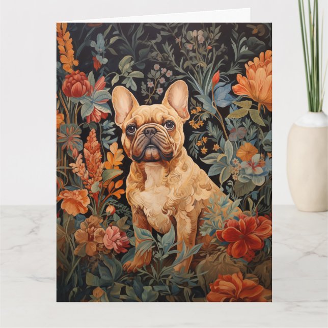 Tarjeta De Agradecimiento Cumpleaños del Bulldog francés Frenchie Garden (Anverso)