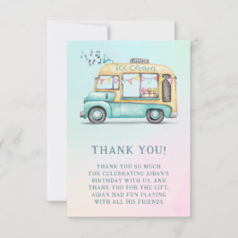 Tarjeta De Agradecimiento Cumpleaños del Camión de Helados de Verano Gracias
