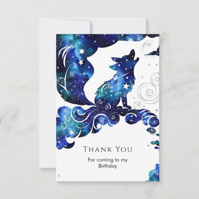 Tarjeta De Agradecimiento Cumpleaños del capataz Boho Wolf (Anverso)