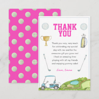Tarjeta De Agradecimiento Cumpleaños del Chica de golf