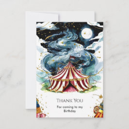 Tarjeta De Agradecimiento Cumpleaños del Circo Personalizado Vibrante