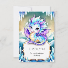 Tarjeta De Agradecimiento Cumpleaños del Dragón Mágico de Acuarela