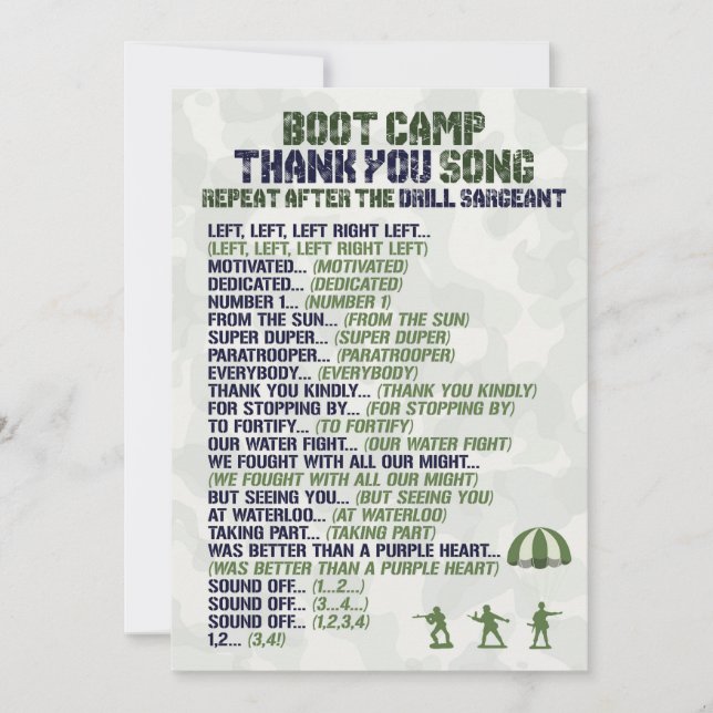 Tarjeta De Agradecimiento Cumpleaños del Ejército Gracias Cartas (Anverso)