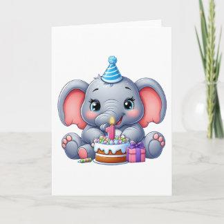 Tarjeta De Agradecimiento Cumpleaños del elefante bebé 1