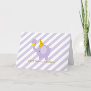 Tarjeta De Agradecimiento Cumpleaños del Elefante de la Lavanda Cute