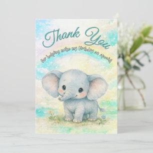 Tarjeta De Agradecimiento Cumpleaños del Elefante Primero Arcoíris Niño Elef