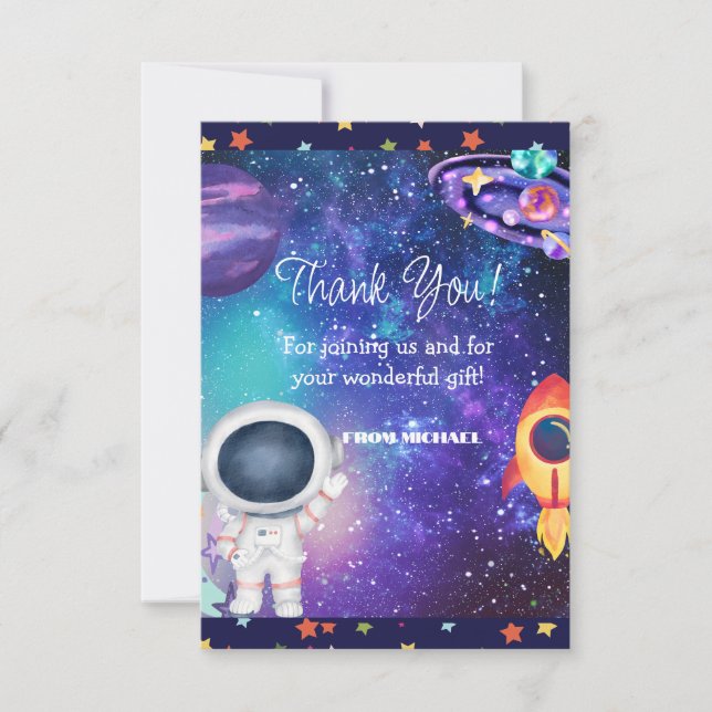 Tarjeta De Agradecimiento Cumpleaños del Espacio (Anverso)