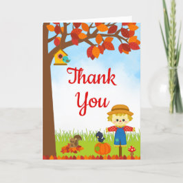 Tarjeta De Agradecimiento Cumpleaños del Espantapájaros Niño Otoño