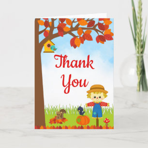 Tarjeta De Agradecimiento Cumpleaños del Espantapájaros Niño Otoño