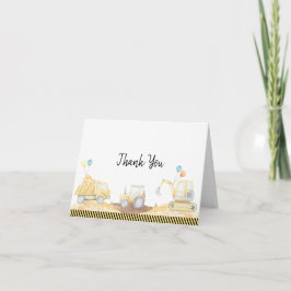 Tarjeta De Agradecimiento Cumpleaños del excavador del camión de la construc
