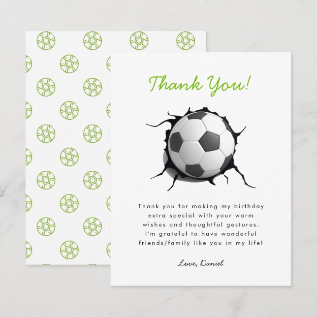 Tarjeta De Agradecimiento Cumpleaños del fútbol (Anverso / Reverso)