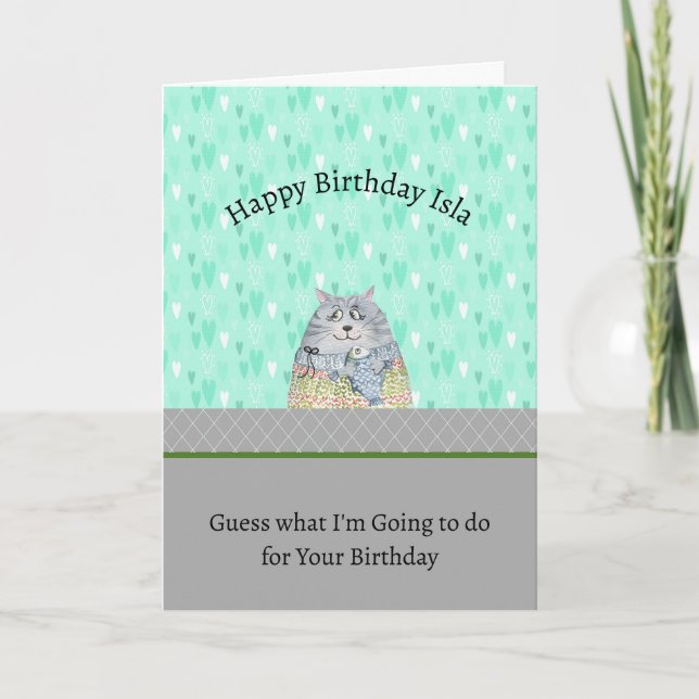 Tarjeta De Agradecimiento Cumpleaños del gato para los niños (Anverso)