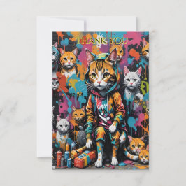 Tarjeta De Agradecimiento Cumpleaños del Graffiti Legend Street Cat