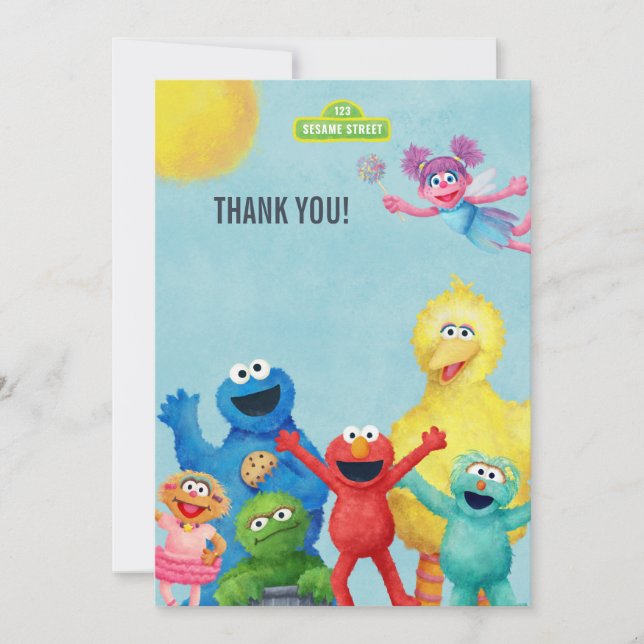 Tarjeta De Agradecimiento Cumpleaños del Ilustracion de caracteres de Plaza  (Anverso)