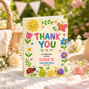 Tarjeta De Agradecimiento Cumpleaños del jardín soleado 2do Fiesta de picnic