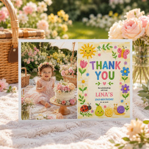 Tarjeta De Agradecimiento Cumpleaños del jardín soleado 2do Fiesta de picnic