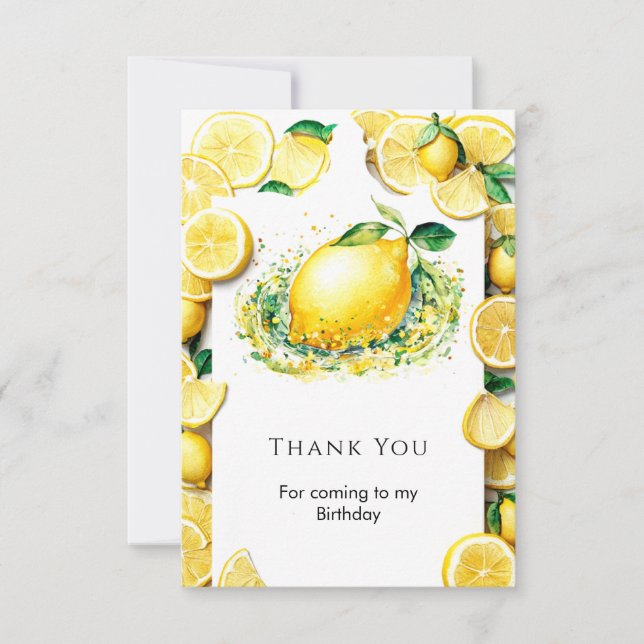 Tarjeta De Agradecimiento Cumpleaños del Limoncito Adorable (Anverso)