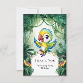 Tarjeta De Agradecimiento Cumpleaños del loro mágico simple