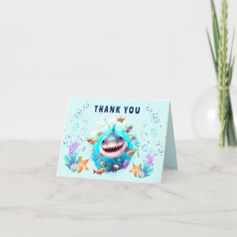 Tarjeta De Agradecimiento Cumpleaños del niño Baby Shark, primera fiesta de