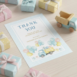 Tarjeta De Agradecimiento Cumpleaños del niño del camión de volteo