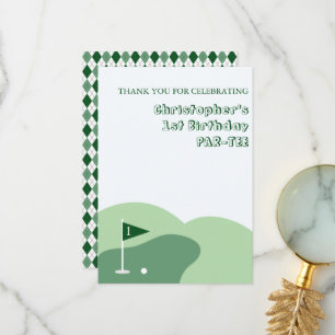 Tarjeta De Agradecimiento Cumpleaños del niño golfista