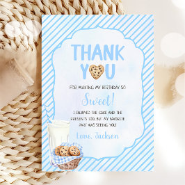 Tarjeta De Agradecimiento Cumpleaños Del Niño Leche Y Cookies