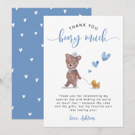 Tarjeta De Agradecimiento Cumpleaños del osito de peluche azul