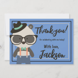 Tarjeta De Agradecimiento Cumpleaños del oso panda hipster niño
