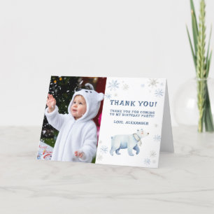 Tarjeta De Agradecimiento Cumpleaños del Oso Polar de Invierno Onederland Gr