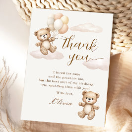 Tarjeta De Agradecimiento Cumpleaños del Oso Teddy