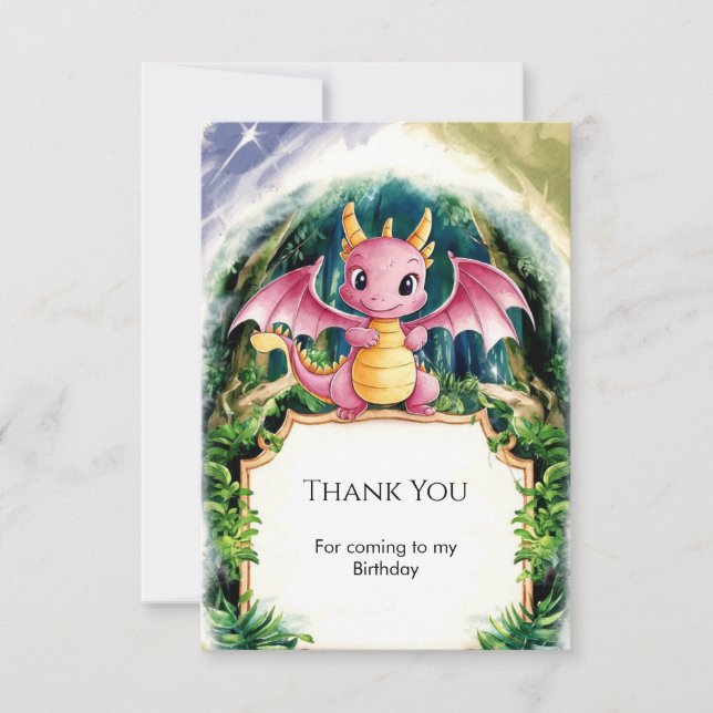 Tarjeta De Agradecimiento Cumpleaños del Pastel Majestic Dragon (Anverso)