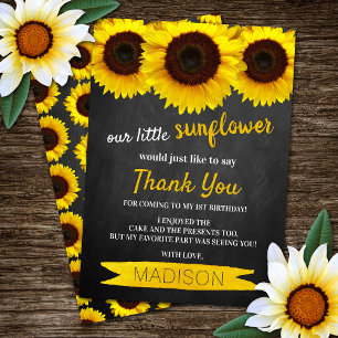 Tarjeta De Agradecimiento Cumpleaños del Pequeño Girasol