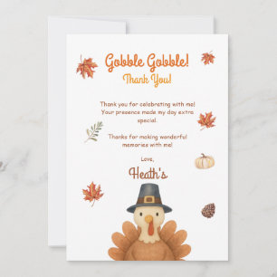 Tarjeta De Agradecimiento Cumpleaños del pequeño pavo Gobble Gobble