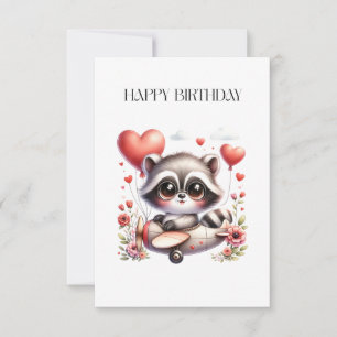 Tarjeta De Agradecimiento Cumpleaños del piloto mapache