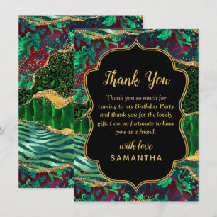 Tarjeta De Agradecimiento Cumpleaños del Safari Verde Agate