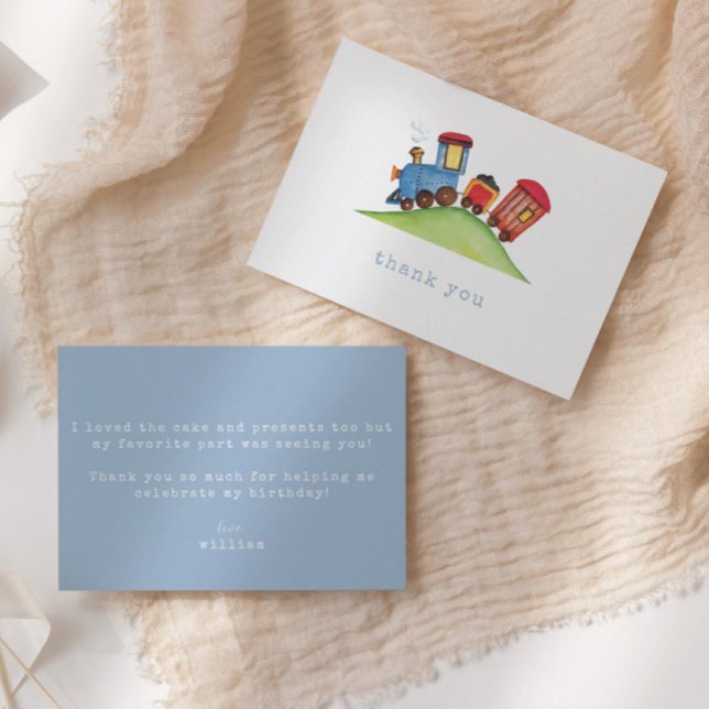 Tarjeta De Agradecimiento Cumpleaños del tren Choo Choo acuarela (Subido por el creador)
